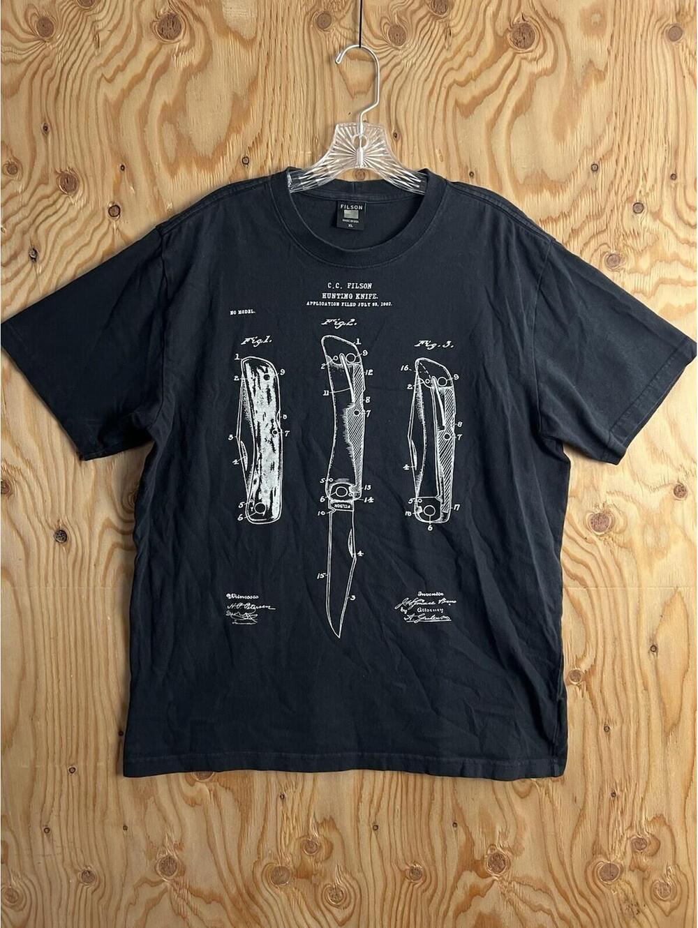 Filson T-Shirt Pioneer Hunting Knife Graphic Short Sleeve Made in USA Men's XL